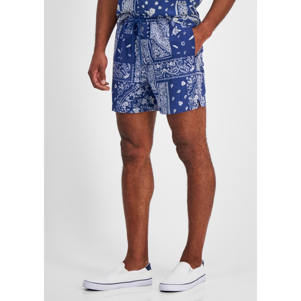 Sun + Stone Men Tropical Bandana 5" Shorts Twilight Navy Size L